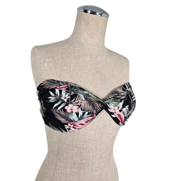 Tropical Print Bandeau Bikini Top Twisted Front - Picture 5 of 7